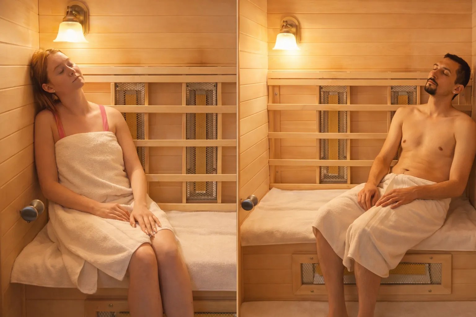 Clients relaxing in the dry infrared sauna